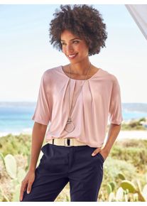 Heine Damen Kurzarmshirt "Shirt", beige, Gr. 50, unifarben, 95% Viskose, 5% Elasthan, Shirts