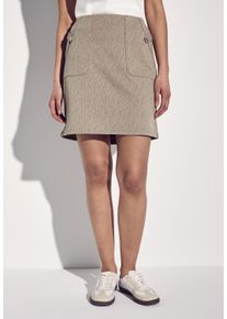 Street One Damen Minirock, beige, casual, Gr. 40, gemustert, Stoff, 73% Polyester, 24% Viskose, 3% Elasthan, Röcke, softer Materialmix