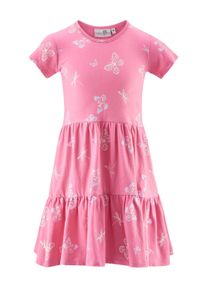 happy girls Mädchen Minikleid, rosa, casual, Gr. 128, bedruckt, Jersey, Obermaterial: 95% Baumwolle, 5% Elasthan, Kleider