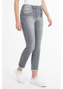 Recover Pants Damen Slim-fit-Jeans "Luna", grau, casual, Gr. 44, unifarben, 97% Baumwolle;3% Elasthan, Jeans, mit Stickerei auf den Gesäßtaschen