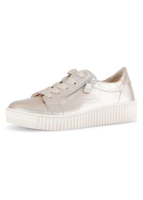 Gabor Damen Plateausneaker, Gr. 40, gold, Nappaleder, metallic, sportlich, Schuhe, Freizeitschuh, Halbschuh, Schnürschuh mit dezenten Ziernähten