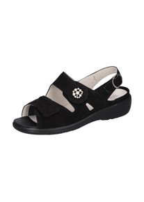 Waldläufer WALDLÄUFER Damen Riemchensandale "Kara-Soft", Gr. 4,5, schwarz, Nubukleder, Textil, unifarben, feminin, Schuhe, Sommerschuh, Sandalette, Keilabsatz,