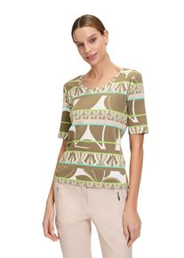 Betty Barclay Damen Kurzarmshirt "Betty Barclay Basic Shirt mit Rippenstruktur", grün, casual, Gr. 46, Rippware, Obermaterial: 95% Baumwolle, 5%
