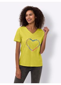 Heine Damen Kurzarmshirt "Shirt", grün, Gr. 38, gemustert, mehrfarbig, 100% Baumwolle, Shirts