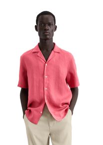 Marc O'Polo MARC O'POLO Herren Kurzarmhemd "aus reinem Leinen", pink, casual, Gr. XL, unifarben, Obermaterial: 100% Leinen, Hemden