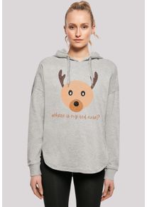 F4NT4STIC Damen Kapuzenpullover "Red Nose Weihnachten", grau, casual, Gr. XS, Obermaterial: 100% Baumwolle, Pullover, Print