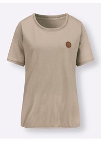 Casual Looks Damen Rundhalsshirt "Shirt", beige, Gr. 52, unifarben, 100% Baumwolle, Shirts