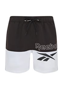 Reebok Herren Badeshorts "Rory", schwarz-weiß, sportlich, Gr. L, unifarben, Web, Polyester, Badehosen, mit Kordeln