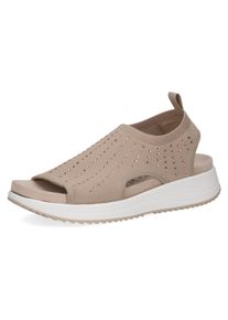 Caprice Damen Plateausandale, Gr. 36, beige, Textil, casual, Schuhe, Keilabsatz, Schlupfschuh, Komfortschuh mit glänzenden Strasssteinen
