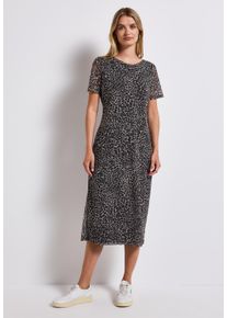 Street One Damen Midikleid, schwarz, casual, Gr. 36, animal-print, Stoff, Obermaterial: 95% Polyester, 5% Elasthan; Unterkleid: 100% Viskose,