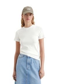 Marc O'Polo Damen T-Shirt "aus Rippjersey", weiß, Basic, Gr. XXL, MARC O'POLO DENIM, unifarben, Obermaterial: 50% Baumwolle, 47% Modal, 3% Elasthan, Shirts