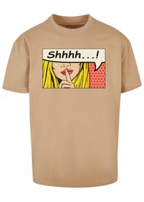 Merchcode Herren T-Shirt "Merchcode Herren Silent Sign Comic Heavy Oversized Tee", beige, casual, Gr. L, bedruckt, 100% Baumwolle, Shirts
