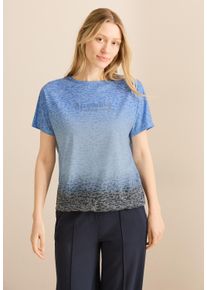 Cecil Damen Print-Shirt, blau, casual, Gr. M, bedruckt, Stoff, 65% Polyester, 35% Viskose, Shirts, mit U-Boot-Ausschnitt