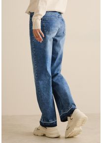 Cecil Damen Loose-fit-Jeans, blau, casual, Gr. 29, unifarben, Jeans, 78% Baumwolle, 20% Polyester, 2% Elasthan, Jeans, High Waist