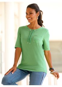 Classic Basics Damen Kurzarmshirt "Kurzarm-Shirt", grün, Gr. 56, bedruckt, gemustert, metallic, 100% Baumwolle, Shirts