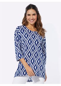 Classic Basics Damen Longshirt "Longshirt", blau, Gr. 48, gemustert, mehrfarbig, 100% Baumwolle, Shirts