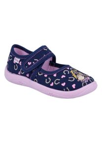 Richter Kinder Hausschuh "Mia WMS: Mittel", Gr. 26nautical stickhorse pferd, Baumwolle, animal-print, casual, Schuhe, Klettschuh mit pastellfarbenem