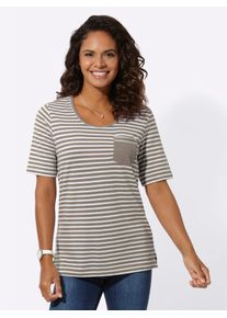 Casual Looks Damen Kurzarmshirt "Shirt", grau, Gr. 40, gemustert, gestreift, 100% Baumwolle, Shirts