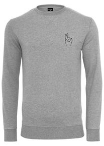 MisterTee Herren Rundhalspullover "MisterTee Easy Sign Crewneck", grau, casual, Gr. XS, unifarben, 100% Baumwolle, Pullover