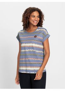 Casual Looks Damen Kurzarmshirt "Shirt", blau, Gr. 36, gemustert, mehrfarbig, bedruckt, gestreift, 100% Baumwolle, Shirts