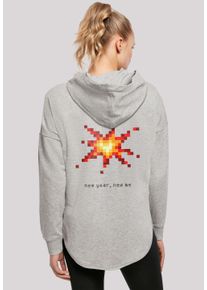 F4NT4STIC Damen Kapuzenpullover "SIlvester Party Happy People Only", grau, casual, Gr. XL, Obermaterial: 100% Baumwolle, Pullover, Print