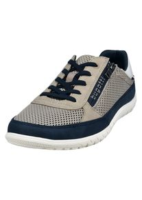 Bugatti Herren Sneaker, Gr. 41, beige, Lederimitat, Textil, sportlich, Schuhe, Freizeitschuh, Halbschuh, Schnürschuh mit Kontrastbesätzen