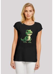 F4NT4STIC Damen T-Shirt "Süßer grüner Dino", schwarz, casual, Gr. XXL, Obermaterial: 100% Baumwolle, Shirts, Premium Qualität