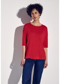 Street One Damen T-Shirt, rot, casual, Gr. 36, unifarben, Jersey, Obermaterial: 80% Polyester, 20% Viskose, Shirts, mit seitlichen Schlitzen