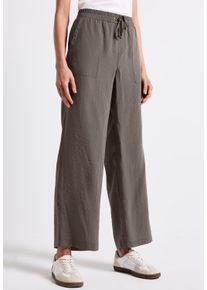 Street One Damen Stoffhosenomad braun, casual, Gr. 44, unifarben, Web, Obermaterial: 83% Modal, 17% Polyester, Hosen, mit Crinkle-Struktur, Wide Leg