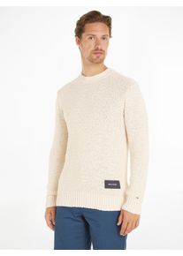 Tommy Hilfiger Herren Strickpullover "SLUB YARN C NK", beige, casual, Gr. XXXL, Strick, Obermaterial: 100% Baumwolle, Pullover, mit Logostickerei am