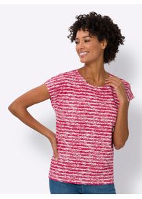 Classic Basics Damen Kurzarmshirt "Kurzarm-Shirt", rot, Gr. 46, gemustert, gestreift, mehrfarbig, 100% Baumwolle, Shirts