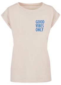 Merchcode Herren T-Shirt "Merchcode Damen Ladies Good Vibes Only Extended Shoulder Tee", beige, casual, Gr. M, bedruckt, 100% Baumwolle, Shirts