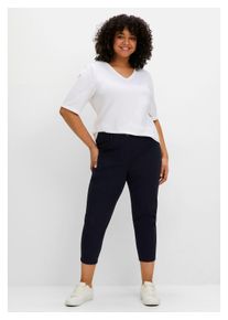 sheego Damen 7/8-Hose "Große Größen", blau, casual, Gr. 48, unifarben, Obermaterial: 98% Baumwolle, 2% Elasthan, Hosen, mit Gummibund