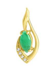 Firetti Damen Ketten-Anhänger "Schmuck Geschenk Gold 375 Halsschmuck Anhänger Halskette Tropfen", Gelbgold 375, 0,75 g, grün, Gelbgold 375,