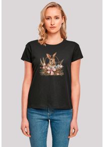F4NT4STIC Damen T-Shirt "Osterhasen Korb Dekor", schwarz, casual, Gr. L, Obermaterial: 100% Baumwolle, Shirts, Premium Qualität