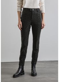 Street One Damen Stoffhose, schwarz, casual, Gr. 42, animal-print, Stoff, 95% Polyester, 5% Elasthan, Hosen, High Waist