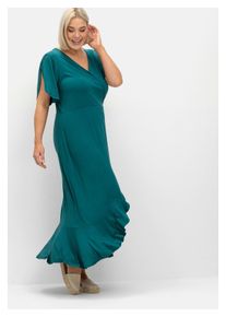 sheego Damen Jerseykleid "Große Größen", blau, feminin, Gr. 54, unifarben, Obermaterial: 95% Viskose, 5% Elasthan, Kleider, in Wickeloptik, mit