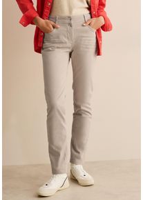 Cecil Damen Stoffhose, beige, casual, Gr. 33, unifarben, Web, 91% Baumwolle, 6% Elastomultiester, 3% Elasthan, Hosen, aus Baumwolle mit Stretchanteil