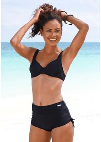 Lascana Damen Bikini-Hotpants, schwarz, Gr. 38, unifarben, Polyamid, Badehosen, mit seitlicher Raffung