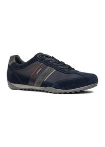 Geox Herren Sneaker "U WELLS C", Gr. 40, blau, Veloursleder, Synthetik, Textil, casual, Schuhe, Casual Schuh, Schnürschuh mit Logoverzierung