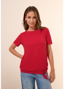 Cecil Damen T-Shirtglazed apple rot, casual, Gr. XXL, unifarben, Stoff, 66% Viskose, 31% Polyester, 3% Elasthan, Shirts, mit Materialmix