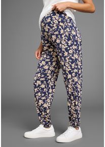 Neun Monate Damen Umstandshose "Haremshose für Schwangerschaft und Stillzeit", blau, Basic, Gr. 44, bedruckt, geblümt, Jersey, Obermaterial: 95%