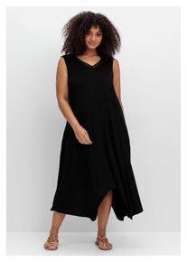sheego Damen Shirtkleid "Große Größen", schwarz, feminin, Gr. 46, unifarben, Obermaterial: 95% Viskose (LENZING ECOVERO), 5% Elasthan, Kleider, mit