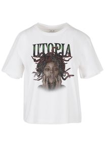 MISS TEE Herren T-Shirt "Miss Tee Damen Utopia Tee", weiß, casual, Gr. XS, bedruckt, 100% Baumwolle, Shirts