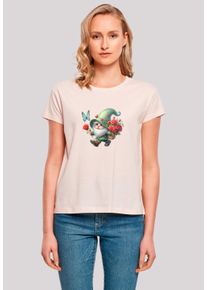 F4NT4STIC Damen T-Shirt "Gnom Frühling Blumen Schmetterling", pink, casual, Gr. XXL, Obermaterial: 100% Baumwolle, Shirts, Premium Qualität