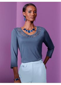 CRÉATION L CREATION L Damen 3/4-Arm-Shirt "Shirt", blau, Gr. 36, unifarben, 95% Viskose, 5% Elasthan, Shirts