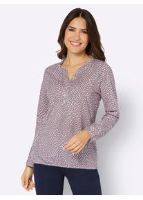 Classic Basics Damen Langarmshirt "Langarm-Shirt", beige, Gr. 40, gemustert, mehrfarbig, 100% Baumwolle, Shirts