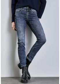 Street One Damen Slim-fit-Jeans "Style YORK", blau, casual, Gr. 32, unifarben, Denim/Jeans, Obermaterial: 78% Baumwolle, 21% Polyester, 1% Elasthan,