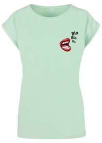 Merchcode Herren T-Shirt "Merchcode Damen Ladies Bla Bla Bla Comic Extended Shoulder Tee", grün, casual, Gr. XS, bedruckt, 100% Baumwolle, Shirts