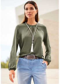 Heine Damen Langarmshirt "Shirt", grün, Gr. 38, unifarben, 95% Viskose, 5% Elasthan, Shirts